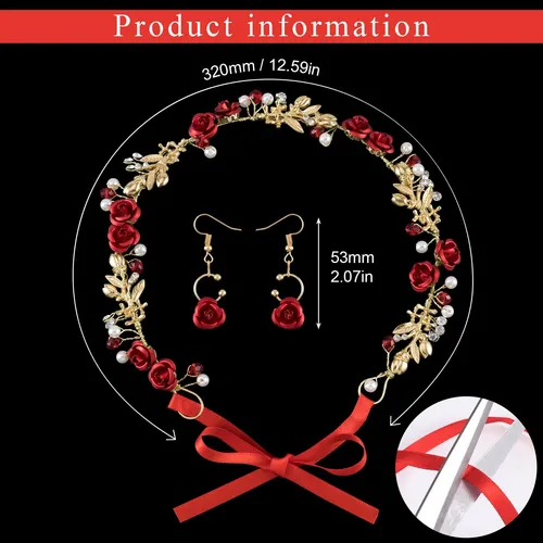 Accesorios Para El Cabello Pagow Corona De Flores Rojas Con