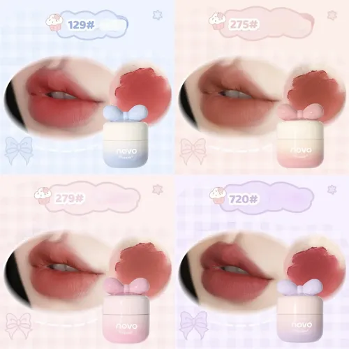 Novo Labial Mate Terciopelo Moñitos Labial Cute Coreano