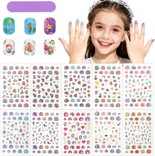 Pegatinas De Uñas Laza Para Niños De Larga Duración, 10 Hoja