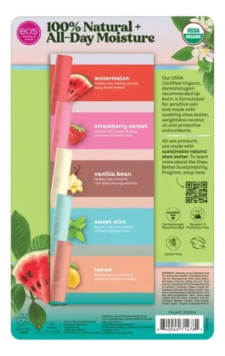 Kit 9 Eos Bálsamo Labial Orgánico 100% Natural