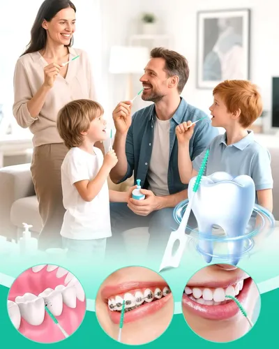 220 Palillos Dentales Verde Con Cepillo Interdental
