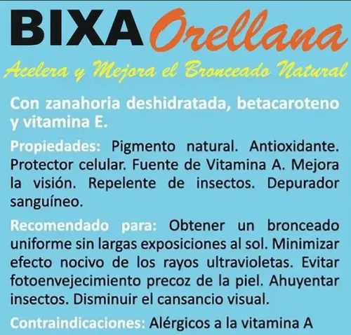 Bixa Orellana/autobronceante/protector De La Piel/vitamina E