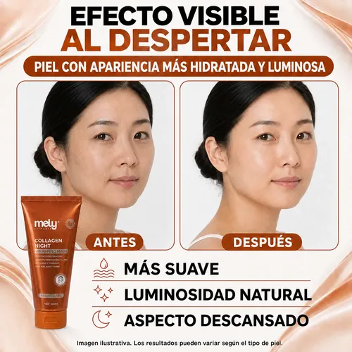 Mascarilla Facial Nocturna Colágeno Mely 100ml Con Espátula
