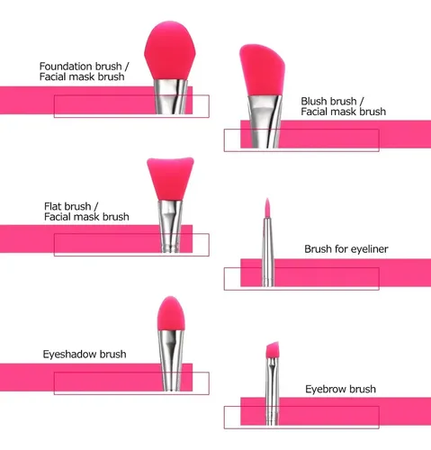 Set De 6 Brochas De Maquillaje De Silicona Para Máscara Faci