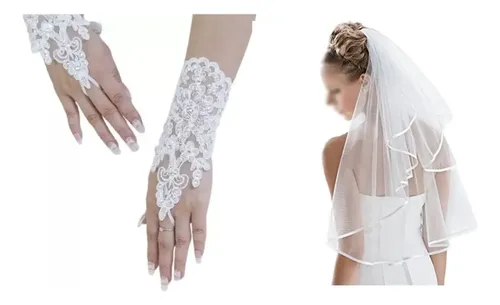 Z.h Kit De Accesorios For Novia, Velo Y Guantes