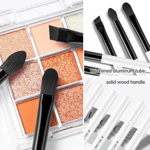 Set De Brochas Para Ojos Evrchgiea 6 Unidades Negro Mate