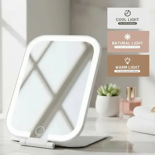Espejo Recargable Pantalla Táctil Luz Led Usb Maquillaje