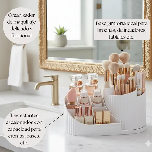 Organizador De Maquillaje Giratorio Skincare Accesorios Ofi