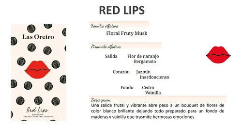Body Splash Las Oreiro Red Lips 100 Ml Mujer