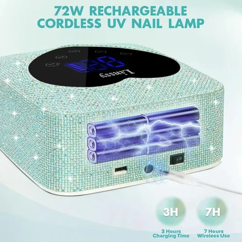 Lámpara De Uñas Uv Led Inalámbrica Con Pantalla Azul