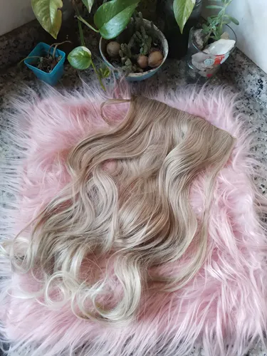 Cortinas De Pelo: Cabello Sintetico Premium Extensiones Color Rubio 12/613 Ondas