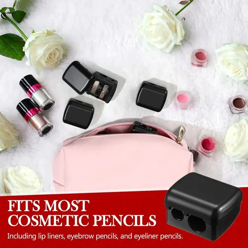 Sacapuntas De Maquillaje Faccito 6 Pcs Doble Orificio Negro