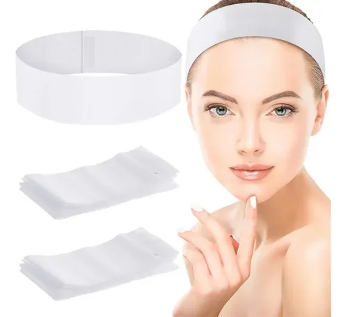 100 Diademas Desechables Spa Facial Care Piel Cinta Pelo