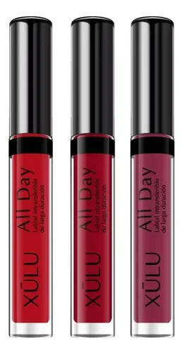 Labial Líquido Intransferible Larga Duración Pack 3 Tonos Rojo All Day