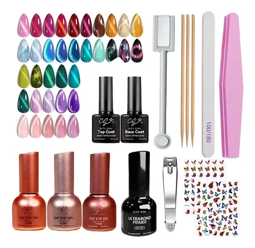 Kit Uñas Esculpidas Esmaltado Uv Semipermanente Completo