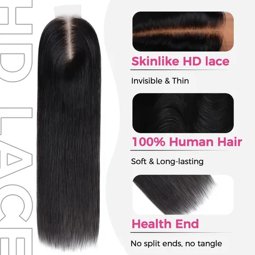 Extensión De Cabello Lacio Natural 20 Negro Con Encaje Hd