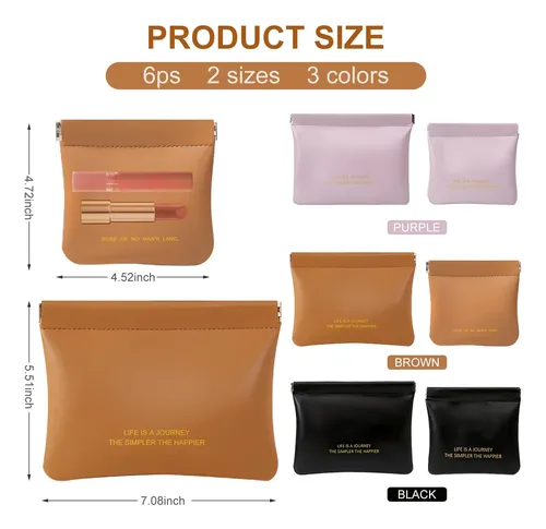 Bolsa De Maquillaje Fronip, Paquete De 6, Negro+marrón+morad