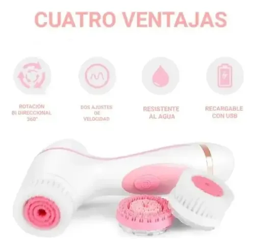 Cepillo Masajeador Facial Electrico Beyla 4 En 1 Rosa