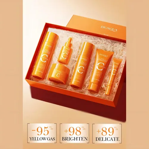 Kit Skincare Facial 6 Piezas Vitamina C Acido Con Hialuronico Bioaqua