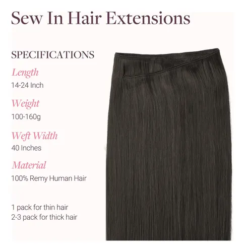 Extension Cortina De Pelo Humano Real 35cm 100g Marron Moka