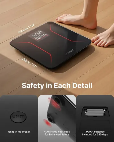 Fitindex Báscula Peso Corporal Pantalla Led Vidrio Templado