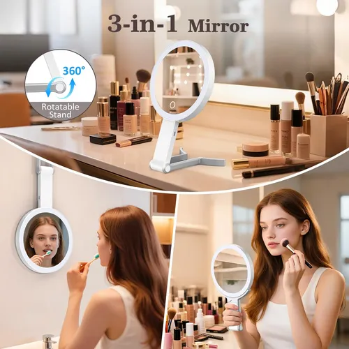 Espejo De Maquillaje De Viaje Huncab 15x/1x De Doble Cara Co