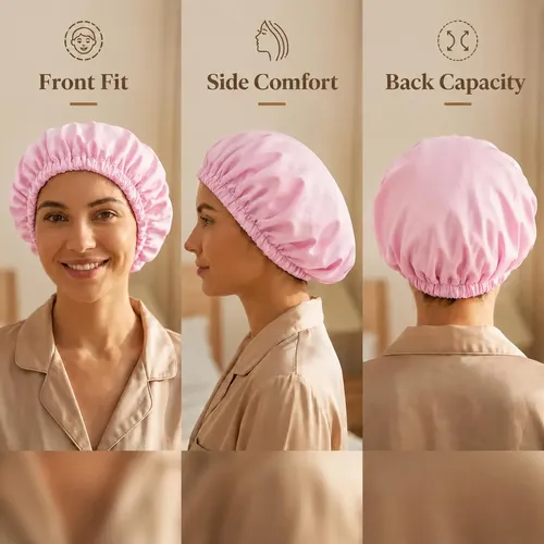 Gorro De Baño Impermeable Satén Grande Para Pelo Rizado