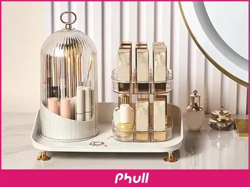 Organizador Maquillaje Porta Cosmético Giratorio Escritorio Transparente