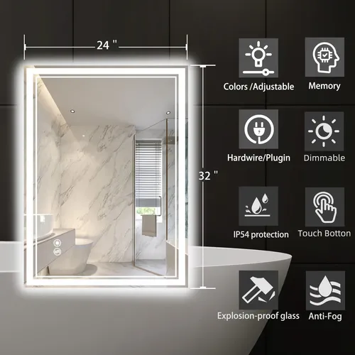Espejo Led Wuenlux 61 X 81 Cm Antivaho Y Regulable