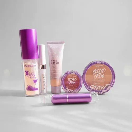 Set Maquillaje Rubor Iluminador Base Polvo Compacto Decant