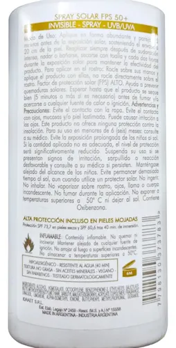 Protector Filtro Solar 50+ Idraet Spray Invisible 145ml
