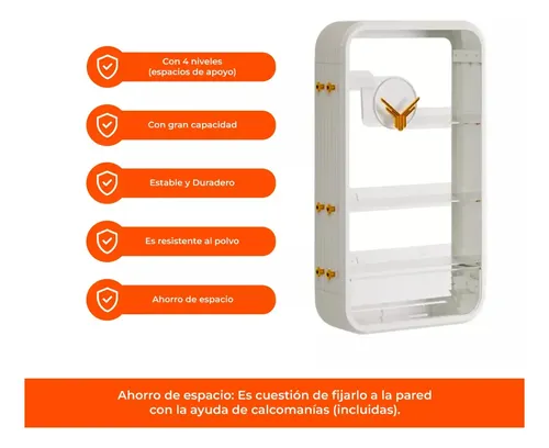 Organizador De Cosmeticos De Pared Flotante Adhesivo Blanco