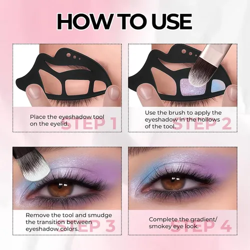 Plantillas Para Sombra De Ojos Rosa Con Pincel Maquillaje