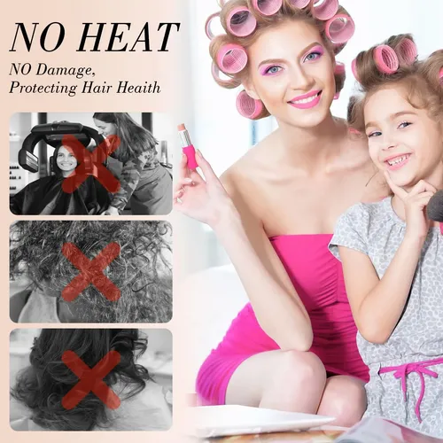 Set De Rulos De Pelo Obeoby Para Mujer Con Pinzas Y Herramie Rosa Chicle