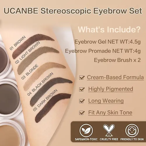 Kit De Cejas 2 En 1 Ucanbe Gel Y Cera Marrón Impermeable
