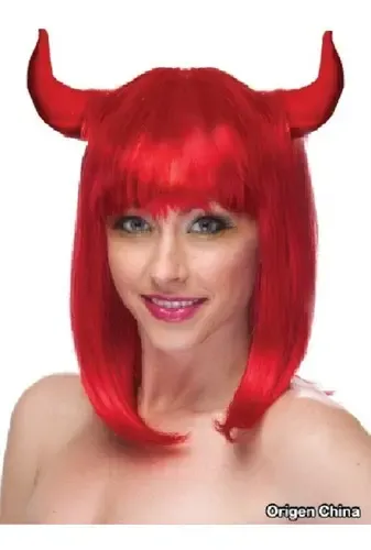 Peluca Diablita Roja Party Disfraz Halloween Modelo PSP10