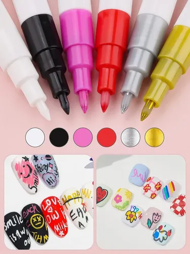 Set 6 Colores Para Arte En Uñas 3d Con Pincel Y Puntero