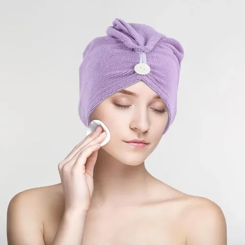 Gorro De Microfibra Para Secar El Cabello Púrpura