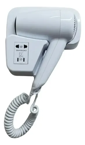 Secador De Pelo Manual Para Pared Hotel Blanco