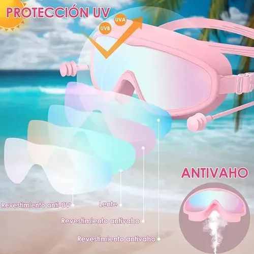 Kit 5en1 Googles Natacion Y Gorro De Baño Para Niños Y Niñas