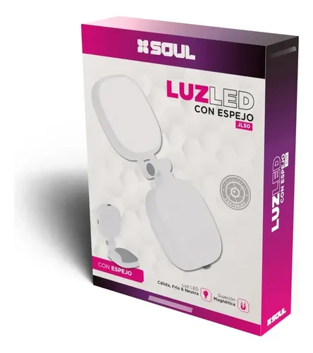Luz LED para Selfies Soul JL50 con Espejo Magnético y 50 LED – Recargable USB-C, Blanca