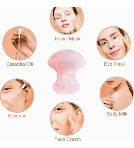 Herramienta Gua Sha En Forma De Hongo De Cuarzo Rosa Natural
