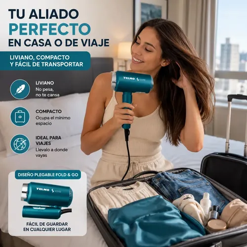 Secador Pelo Viaje Yelmo Sc-3655 Secadora Bivolt Compacta