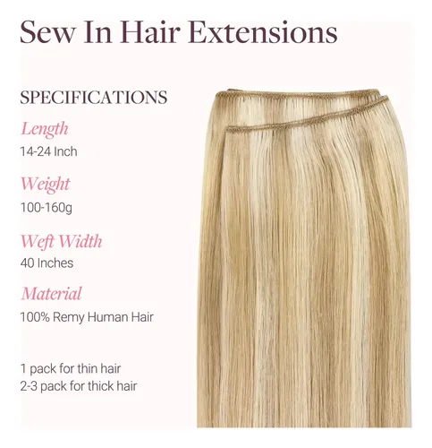 Extension Cortina De Pelo Humano Real 35cm 100g Rubio Oscuro