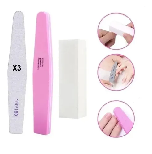 Set X3 Limas 100/180 Sponge Y Bloque Para Uñas Esculpidas