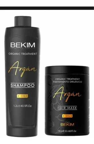 Kit Argan 4 Oils De Bekim Shampoo 1200ml Y Mascara De Kilo