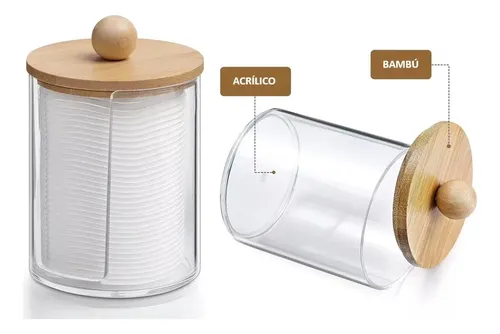 Organizador Doble Acrílico Redondo T/ Bambú Limpieza Zztt