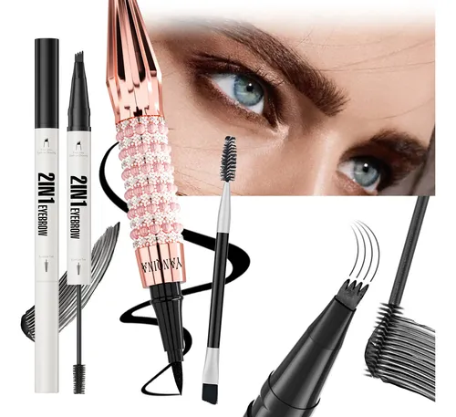 Set Maquillaje Ojos Rimel Transparente Cejas 4d