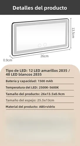 Espejo De Maquillaje Para Coche, Espejo De Maquillaje Portát