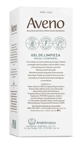 Gel Facial Aveno Limpieza 250gr